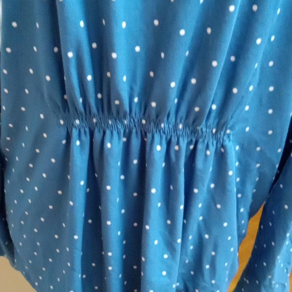 Time and Tru Large (12-14) Teal white polka dots Maternity long sleeve t… - Picture 7 of 10